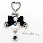 🩶 Silver color collection 〜Alice. [Another side]  ✵ 装飾サテンリボンとうさぎの キーホルダー キーリング 🆗ネックレス変更可