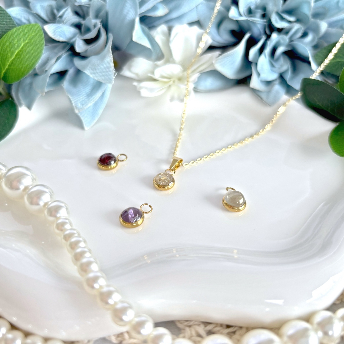 選べる誕生石✦シンプルネックレス ステンレス 上品 小ぶり 高見え 