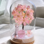 桜の置物　さくらと犬の置物