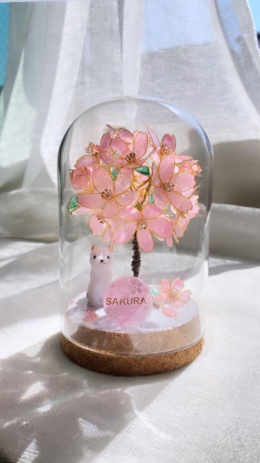 桜の置物 さくらと犬の置物 - Kukuna | minne byGMOペパボ 国内最大級