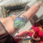 【ハートの女王】ブラック 紫陽花  ホログラム 銀箔 シルバー 大人かわいい 大ぶり プレゼント ゴシック ロリータ 王冠 ハート ドライフラワー 花びらqueen of hearts