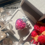   【ハートの女王】ローズジャム ピンク 薔薇 ホログラム 銀箔 シルバー 大人かわいい 大ぶり プレゼント ゴシック ロリータ 王冠 ハート ドライフラワー 花びらqueen of hearts
