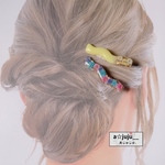【SALE】ヘアクリップ🟨ビビットカラー 2個セット イエロー 黄色 ヘアアレンジ ハーフアップ 差し色 パール