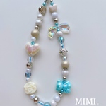 ビーズストラップ🩵🧸スマホストラップ🤍ハンドストラップ⚪️ファンシーライトブルー¨̮*/MIMI. 