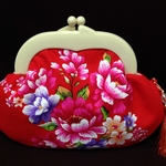 台湾花布 がま口ポーチ 　00485