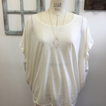 セール価格★大人シンプル丸型モードトップス　ライトベージュ（サイズフリーM〜L）