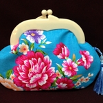 台湾花布 がま口ポーチ 　00488