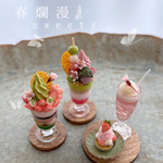 再販♡春爛漫スイーツ全セット　パフェ２種と桜クリームソーダと白苺と桜モンブラン　1/6サイズ 春パフェ ミニチュアパフェ