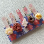 アイス♪桜柄木製クリップ#2679 　　5個 ウッドピンチ　ミニチュア