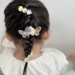 【 aurora twins butterfly clip 】ちょうちょ ヘアクリップ ヘアアクセサリー アクセサリー ピンク キッズアクセ ビーズ キラキラ 夏