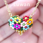花のハートチェーンネックレス　design/Luwan(ルワン)