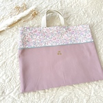 大人気⋈♡*｡ﾟ レッスンバッグ　手提げ袋　リバティ　ベッツィ　オックス　くすみピンク　ゴールドラメさくらんぼ