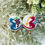  ドラゴン animals刺繍くるみボタンブローチ/ヘアゴム