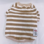 Lのみ翌日発送♡シンプル太ボーダーTシャツ茶白フレブル服フレンチブルドッグパグ服