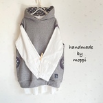 ★フードベスト★濃い杢グレー×水玉