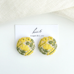 ボタニカル刺繍ピアス＆イヤリング（イエローグリーン）