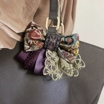 【リボンNO.262】RibbonDressシリーズ　インド刺繍　リボン　ヘアアクセサリー　個性的　大人可愛い 花柄　フラワー パープル【まる福】