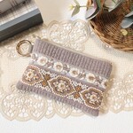 インド刺繍リボンとヌビのマルチポーチ　アーモンドグレー 