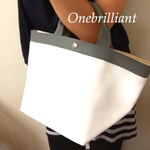 合皮トート ホワイト×グレー