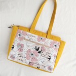 A4トートバッグ- ポケットいっぱい -・Boxティッシュポーチ【スケッチフラワー・すみれ柄】