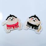 【ワッペン】お相撲さん2種　アップリケ　刺繍　アイロンシール　ユニーク