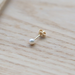14kgf 片耳ピアス＊淡水パール　小粒ピアス＊ホワイト