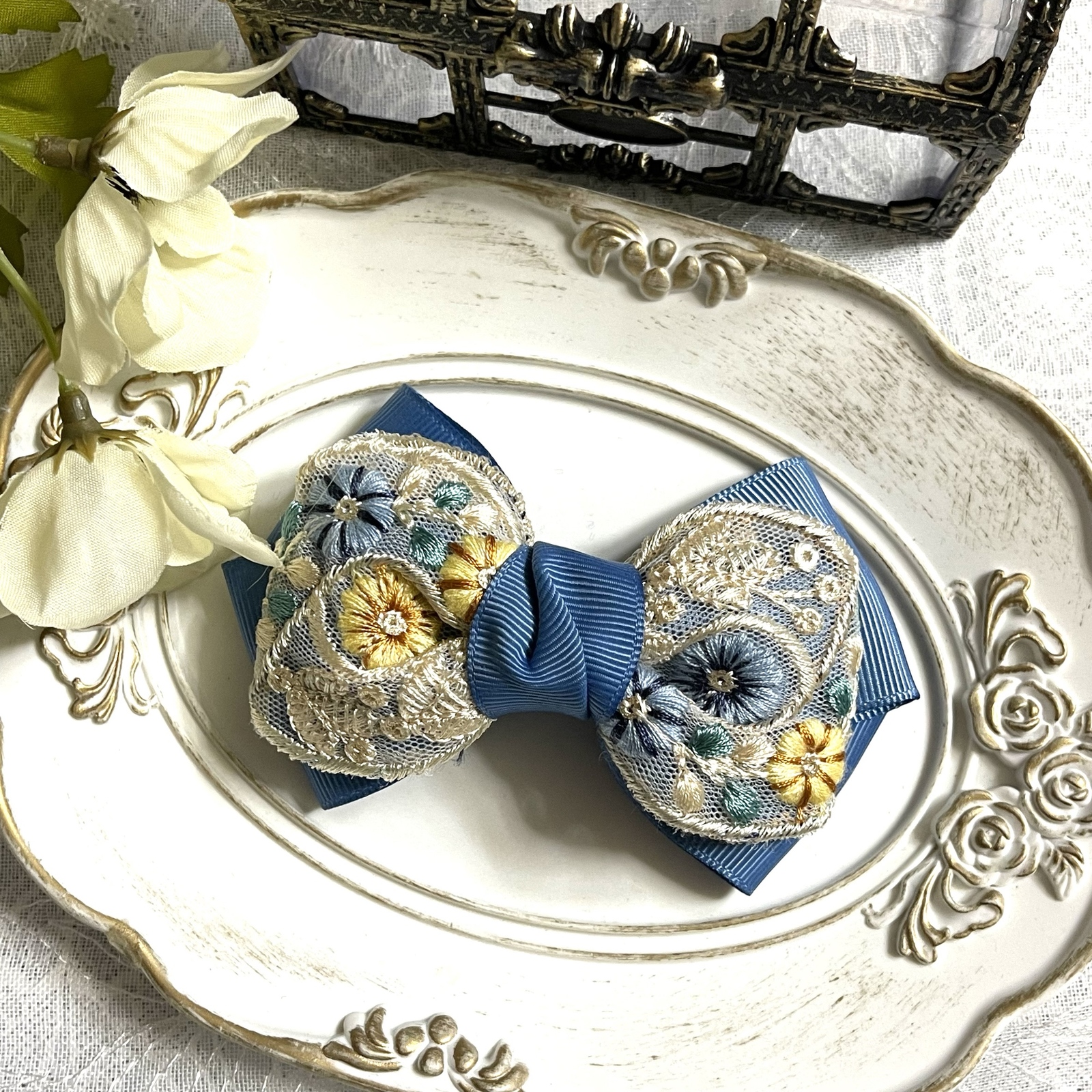 リボンNO.159】RibbonDressシリーズ インド刺繍リボン ヘア