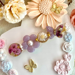 お花と蝶々のヘアクリップ(パープル)