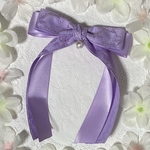 コットンパール 付き レース リボン の たらりん バレッタ ヘアクリップ  ポニーフック フォーマル 親子コーデ お揃いコーデ 卒園式 卒業式 入学式 入園式 冠婚葬祭 