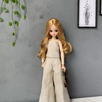 ⭐︎🆕セット⭐︎ワイドパンツ+キャミソール　薄ベージュ　リネン　リカちゃん服　リカちゃんアウトフィット