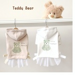 サイドスリットTeddy Bearパーカーワンピース