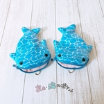 ジンベイちゃんふわふわポーチ(ブルー)Dカン付き