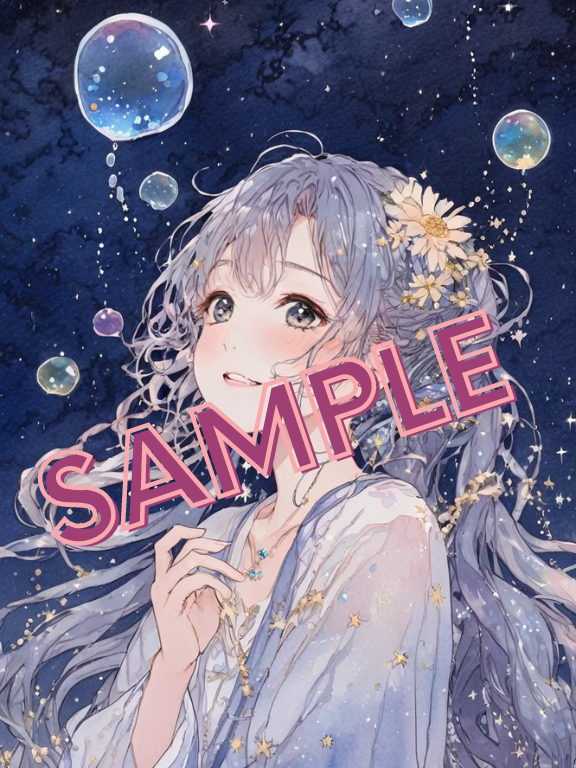 イラスト・スマホ壁紙シャボン玉少女AI - mituki1201 | minne