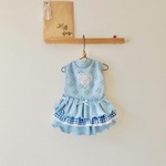 ハート♡キュートなワンピ(ブルー)　犬服(送料込み価格)