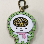 うどん脳　全身ver レザーキーホルダー　ご当地キャラクター　高松　4 月5日　21時より発売 黄緑2