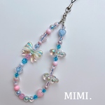 ビーズストラップ☁️スマホストラップ🎀ハンドストラップ🩵クリア ブルー ピンク🩷¨̮*/MIMI. 