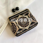 mari様専用　親子がま口財布　インド刺繍リボン　カードポケット付き　がま口アクセサリーケース　パール　ブラック ダークピンク セット