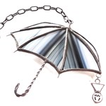 「雨ごい傘　あした雨になぁ～れ(^_^;)」ステンドグラスのサンキャッチャー