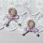 パール ビジューリボン ［Lavender］ パステルカラー ガーリー ビーズ刺繍 フレーミング