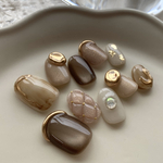 no152 ピンクショコラニュアンス　マグネットネイル　春ネイル　ぷっくりネイル　韓国ネイル　うるうるネイル