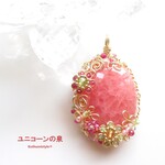 インカローズペンダント（ワイヤージュエリー☆ワイヤーアクセサリー☆ワイヤーラッピング天然石ネックレス☆KuthumistyleⓇ☆クツミスタイル）