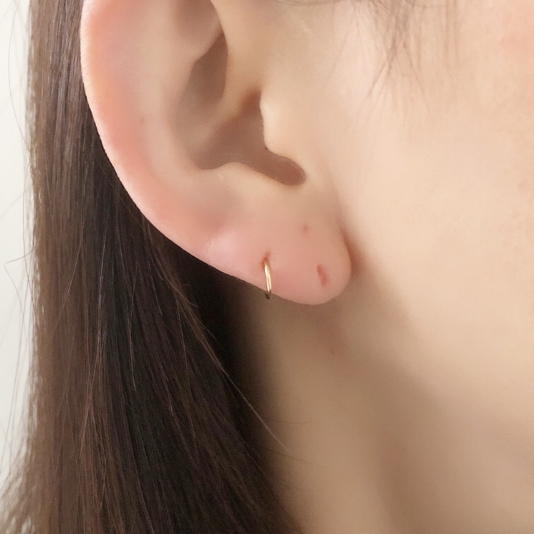 14kgf silver925】5㎜超超極小 キャッチレスフープピアス #10