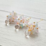 New！6個★ガラスのフラワーチャーム　アジサイ色
