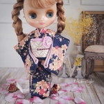 【夜桜のお着物セット】ミディブライス　桜　春　花見　古典柄　百花繚乱　華やか