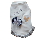 【限定お試し価格】Hug me タンクトップ　犬服S デニムｘレースリボン付
