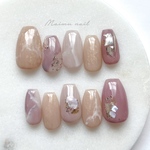 55 淡色 ブライダルネイル ニュアンス ネイルチップ 大理石  ウェディング 結婚式 成人式 バレリーナ ショート オーバル お呼ばれ シェル 奥行 ぷっくり うるうる