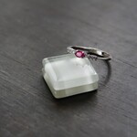 ルビー　ホリゾンタル　３CZラインリング　SILVER925