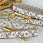 50cm  インド刺繍リボン  チュール  花柄 　ブラウン  #nt41