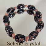 スノーフレークオプシディアン　サンストーン　さくら　ブレスレット　天然石ブレスレット　Selene crystal