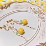 クリスタル　ゆず　イヤリングピアス